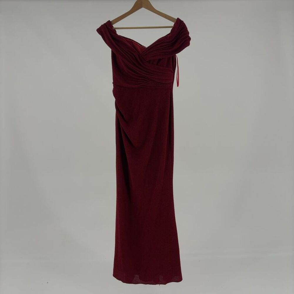 Teri Jon by Rickie Freeman Asymmetrical Portrait Bow Shoulder Gown